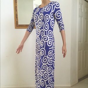 DvF - Silk Knit Blue Swirl Dress - Sz XS / S / P